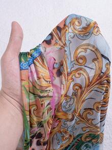 Swim Lushoire Women's New Printed Mesh V-Neck Long Beach Cover-Up Cover Up, Spring/Summer - Multicolor - View 6