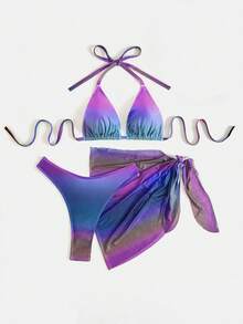 Swim Vcay Bộ đồ bơi cỡ lớn in họa tiết ngẫu nhiên màu ombre - Nhiều màu - Xem 3