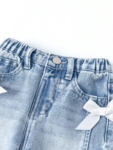 SHEIN Baby/Baby Mädchen Allround Lässige Washed Gerade Bein Jeans - Mittele Waschung - Übersicht 4