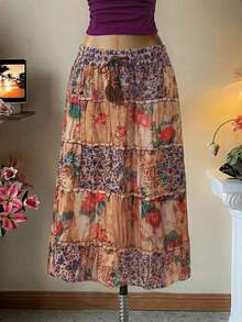 INAWLY 度假风印花打结流苏装饰休闲迷你裙 - 彩色 - 查看 3