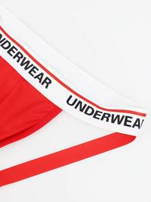 Charming Red Fabric Mid-Waist Sexy Men's Underwear - Red - View 8