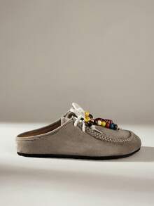 Solecia Women's Lace-Up Design Casual Slip-On Flat Shoes For Daily Wear - Grey - View 3