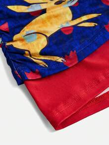 Y2Kool Maria Clara Maia Blue & Red Color-Block Rabbit Rose Easter Y2K Street Fashion Casual Women's Lace Patchwork Two-Piece Set, Suitable For Autumn And Winter Home, Party, Vacation, Holiday, And Daily Outfits - Blue - View 5