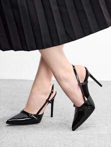 CUCCOO BIZCHIC Women's Pointed Toe Backless High Heel Pumps, Sexy Stiletto Outdoor Commute Party Dress Shoes - Black - View 3