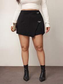 Enliva Quần short culotte boho giản dị họa tiết bướm cỡ lớn cho nữ, dành cho mùa hè - màu đen - Xem 3