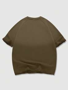 ROMWE MEN Street Life Men's Street American Design Splatter Paint Zebra Effect Graphic T-Shirt - Khaki - View 8