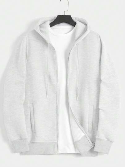 RueChic Cotton Men Zip Up Drawstring Hoodie Without Tee