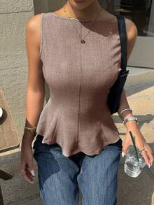 Siren Gaze Áo kiểu chữ A hở lưng hình bướm dành cho nữ, mẫu mới mùa hè. - Màu nâu  Mocha - Xem 4