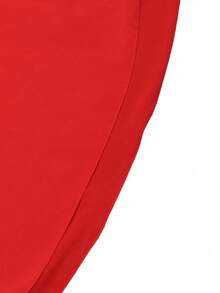 Sunspun 纯色优雅简约收腰喇叭袖连衣裙 - 紅色 - 查看 4