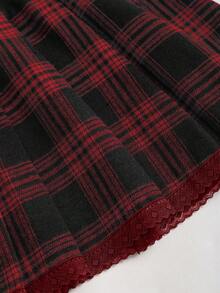 Sweetra Chân váy thời trang thu đông mới, kiểu dáng vintage, gợi cảm, ôm sát, màu cà phê, họa tiết nơ, ren, kẻ caro, đa năng, thanh lịch dành cho nữ. - Đỏ - Xem 6