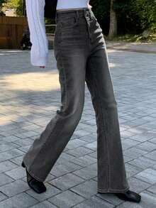 DAZY Women's Solid Color Pocket Casual Straight Leg Jeans - Grey - View 6
