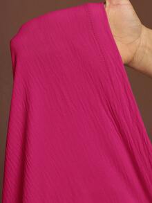 Veslaya 大码女式休闲纯色不对称系带连衣裙，适合独立日、复活节、西部风情、海滩、波西米亚风、春夏日常穿着 - 玫紅色 - 查看 16