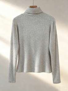 Franclia 新款百搭圆领长袖女式T恤，冬季款 - 灰色 - 查看 2