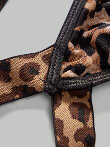 DrisQ 男士性感内衣，豹纹网纱搭配豹纹肩带，简约锐舞派对节日成熟男士风格 - 棕色 - 查看 6