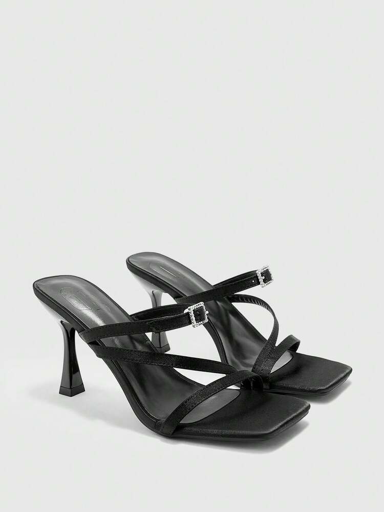 CUCCOO BIZCHIC Women's Sexy Kitten Heel Criss-Cross Strap Buckle Sandals, Summer