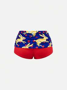 Y2Kool Maria Clara Maia Blue & Red Color-Block Rabbit Rose Easter Y2K Street Fashion Casual Women's Lace Patchwork Two-Piece Set, Suitable For Autumn And Winter Home, Party, Vacation, Holiday, And Daily Outfits - Blue - View 7