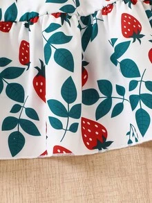 SHEIN Vintaside Kids Young Girls Summer Casual Fashion New Dress, Woven Fabric Strawberry Digital Print Pattern, Sleeveless Strap With 3D Bow Decor, Patchwork Hem Dress, Suitable For Young GirlCute & Charming, Casual & Fashionable, Suitable For Daily, School, Outing, Holiday, Beach, Vacation, Summer Outfit Girls Sleeveless Dress Kids Strawberry Dress Girls Aline Dress Girls Sundress Girls Midi Dress Girls Summer Dress Kids Strawberry Print Dress Girls Casual A-Line Dress Girls Sleeveless Midi Dress Kids Casual Dress - Multicolor - View 7