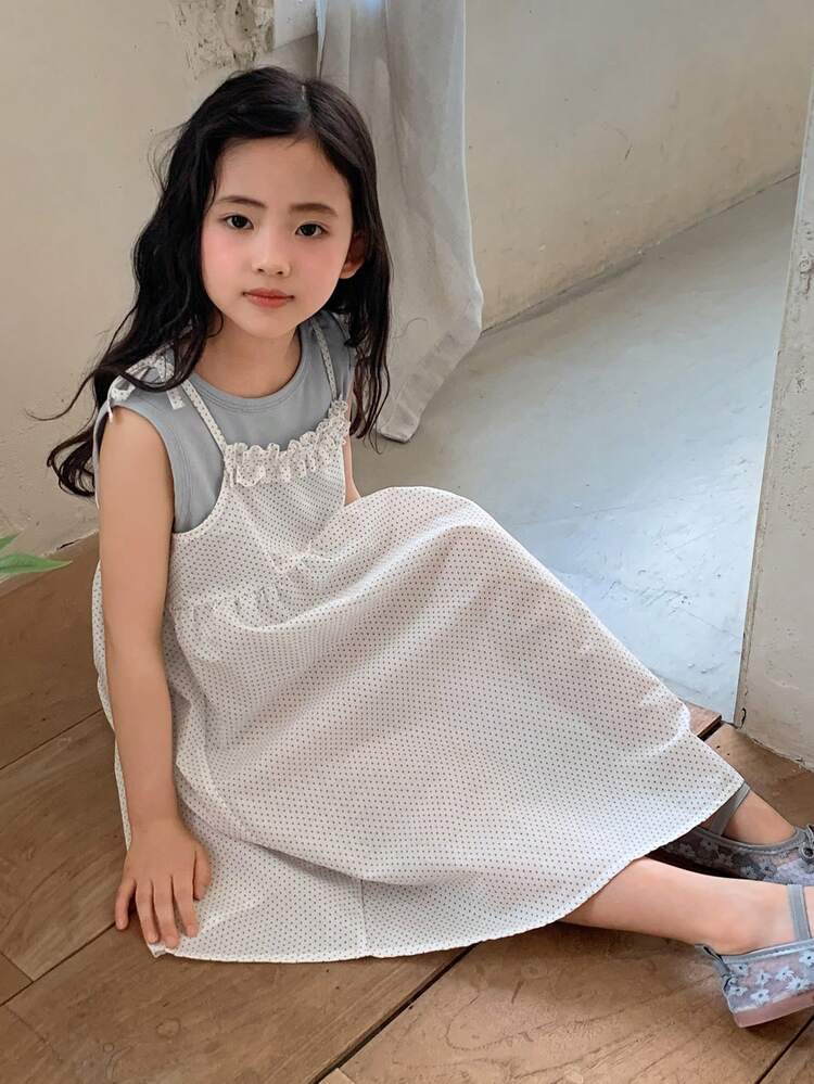 Young Girls Casual Korean Style Round Neck T-Shirt Set