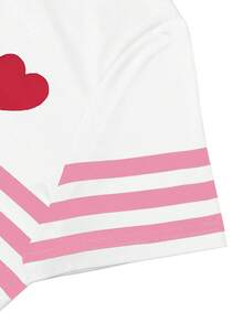 Resyla Standard Fit Heart Striped Digital Print T-Shirt - Multicolor - View 6