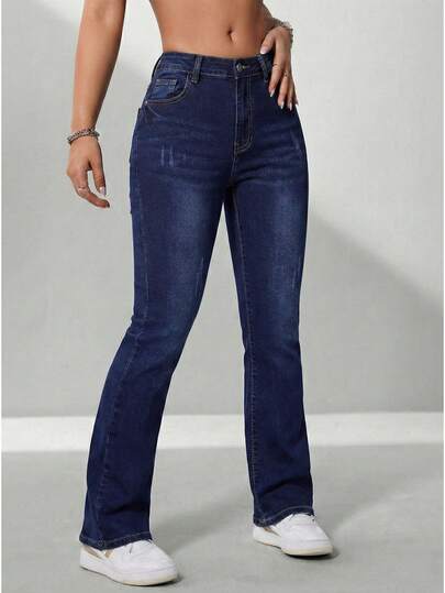 Ticali Jeans Estilo Flare con Corte Bota Campana, Detalles de Desgaste y Deslavado con Ajuste de Cintura Alta para Resaltar la Silueta Femenina VLB5074/VLB5075