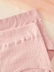 NudeFit 6pcs Plus Size Women Solid Color Textured Fabric Comfortable Briefs - Multicolor - View 3