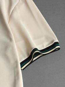 STYNVO Men's Casual Everyday Office Commute Contrast Binding Short Sleeve Polo Shirt, Summer - Beige - View 4