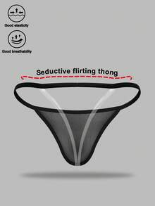 1pc Men's Sexy Hollow Out Mesh Bodysuit, Slim Fit, Black - Black - View 2