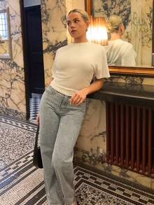 Bethéva Women's Summer Minimalist Y2K Basic Daily Wear Casual Back To School Streetwear Stretchy White Loose Ruched Crop Tees - White - View 6