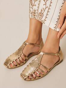 Styleloop Women Flat Sandals - Champagne - View 6