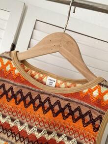 SHEIN 2pcs Tween Girl Knit Striped Crew Neck Casual Tank Top And Shorts Set - Multicolor - View 5