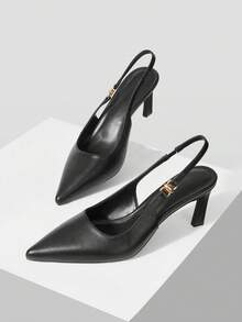 Mnmlis Women's Pointed Toe Fashion Backless High Heel Pumps For Daily Wear - Black - View 5