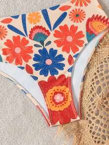 Swim Vcay Quần bơi cạp cao in họa tiết ngẫu nhiên dây dày gợi cảm cho nữ, đồ bơi 2 mảnh đi biển ngày lễ thường ngày - Nhiều màu - Xem 6