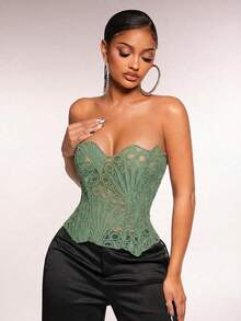 Radiana Áo corset định hình dáng gợi cảm kiểu Pháp dành cho nữ - Màu xanh Bạc hà - Xem 5