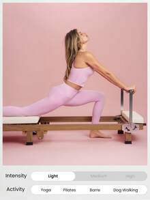 GLOWMODE 26" FeatherFit™ Insta-Cinch 2.0 Tummy Control Leggings With Side Pockets Anti-See-Through Shorts Low Impact Yoga Daily Fall Winter - Tropical Pink - View 8