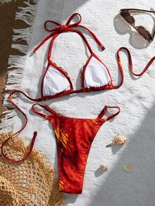 Swim SXY Bộ bikini gợi cảm buộc dây cổ, trang trí vỏ sò, dành cho nữ, thích hợp mặc đi biển mùa hè. - Nhiều màu - Xem 6