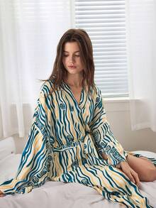 Ocili Women's Soft Striped Fleece Robe, Loungewear Sleepwear - Multicolor - View 1