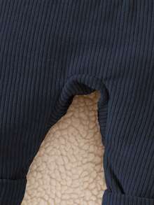 SHEIN 男婴杏色可爱棕熊头刺绣直筒连体裤，适合日常外出、居家休闲、亲子互动、生日派对及其他喜庆场合，四季皆宜 - 寶藍色 - 查看 5