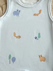 SHEIN Vintaside Kids 3件套婴儿纯色针织柔软圆领无袖连体衣套装，适合男宝宝/女宝宝 - 彩色 - 查看 5