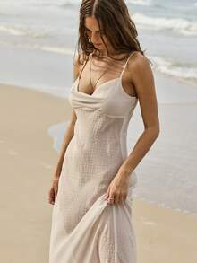 Aralina 女士薄纱格纹高领夏季中长连衣裙，可爱情人节派对假日度假装扮，Y2K斯德哥尔摩风格 - 淺藍色 - 查看 13