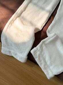 Franclia 女士抽绳腰带休闲简约法兰绒抓绒家居裤/睡裤 - 米色 - 查看 3