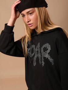 SURIMA 女士宽松图案黑色卫衣 - 黑色 - 查看 5