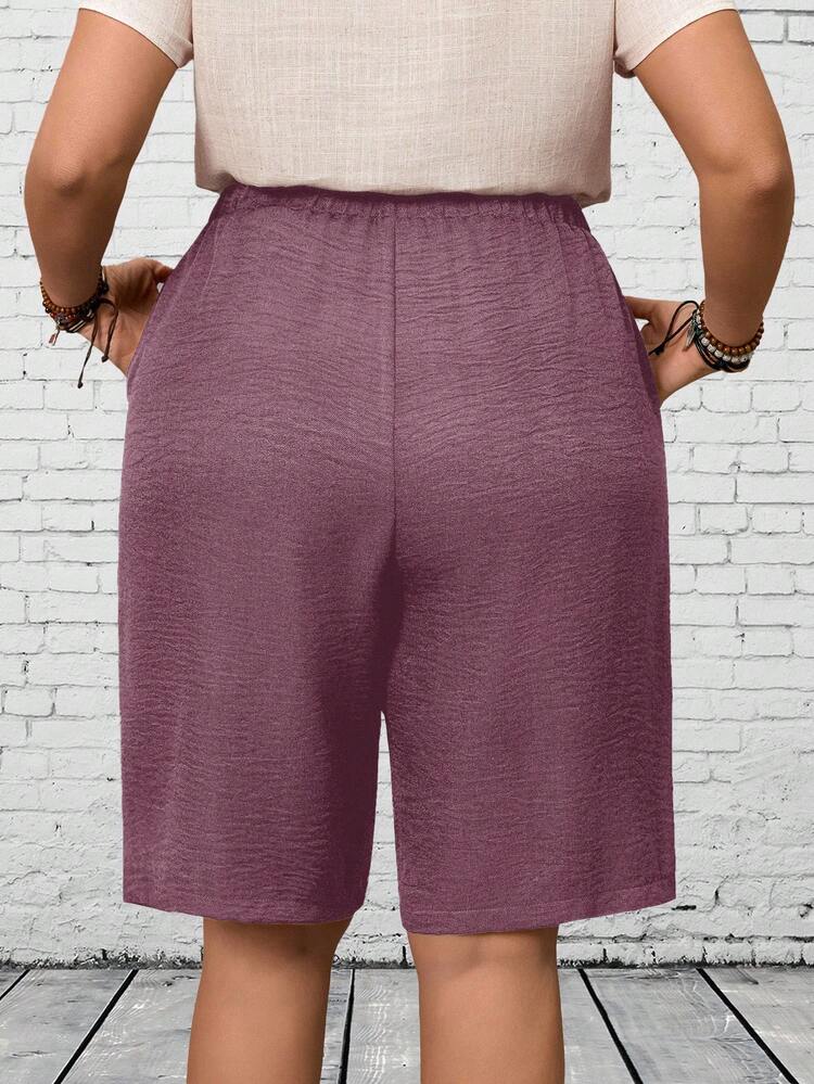 Plus Size Solid Color Casual Shorts Summer Spring Spring Women Spring Beach Vacation For Women Bohemian