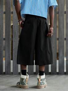 NEON BLANC 男士休闲宽松阔腿裤，饰有刺绣细节 - 黑色 - 查看 3