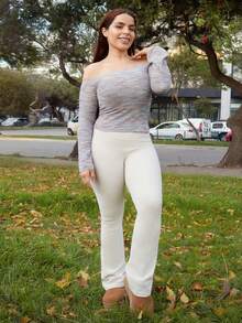 Lupita Cardoza 春季新款透视网眼露肩情人节女士 T 恤，特殊面料 - 紫色 - 查看 4