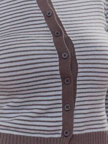 MUSERA Stripe Contrast Colour Hem Crewneck Knit Fitted Cardigan Coord Top Only Cute Girly Sexy Spring Winter Going Out Daily Easter Sugar Swizzle - Multicolor - View 6