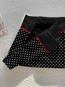 Attitoon Chân váy chữ A nữ kiểu dáng tối giản, họa tiết chấm bi và nơ, đa năng cho mùa xuân và hè. - Nhiều màu - Xem 4