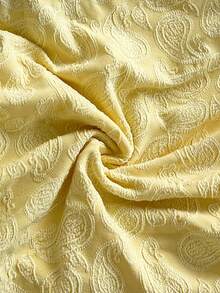 Soleia Women's Oblique Shoulder Ruched Cashew Embroidery Pattern Fashionable Versatile Top For Dates And Parties - Pale Yellow - View 7