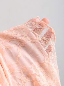 Sweetra 女士性感蕾丝蝴蝶结前领方领长袖上衣，休闲Y2K风格 - 淺粉色 - 查看 5