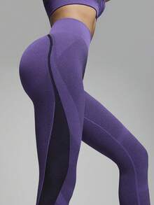 Innovista 2件套基础款运动文胸和裤子套装，吸湿排汗面料，紫色，无缝瑜伽/健身紧身裤 - 藍色 - 查看 8