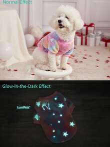 PETSIN Áo nỉ ấm áp cho chó/mèo, in hình ngôi sao nhiều màu sắc, cổ tròn, thích hợp cho mùa thu/đông. - Nhiều màu - Xem 2